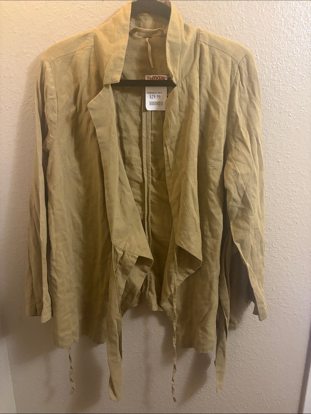 Light Olive Draped Open-Front Women's Jacket